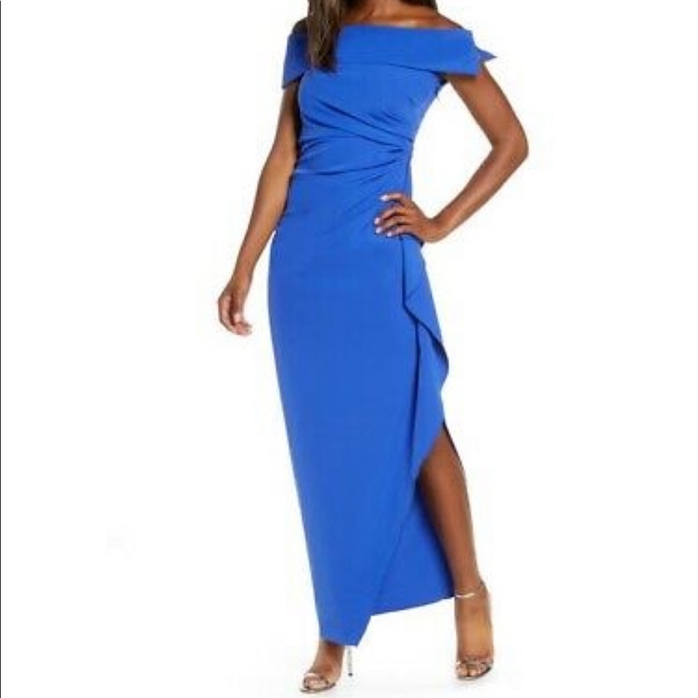 Blue Size 4 Vince Camuto off-the-shoulder evening dress